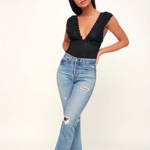 Free People Sheer Lace Backless Bodysuit - Picture 2 of 5